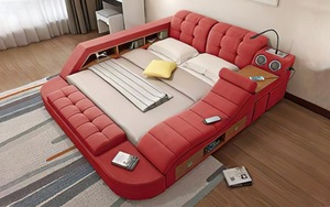 Cama de Cuero Moderna para Dormitorio, Cama Multifuncional Inteligente con Carga USB y Altavoz B2239, Cama King Size Suave B2239 B2239 - Product Image 5