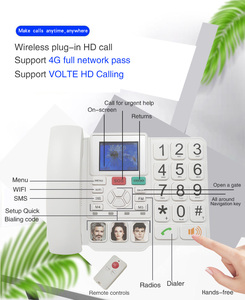 Téléphone <span class=keywords><strong>fixe</strong></span> sans fil 4G LTE pour personnes âgées Télécommande à bouton SOS, veille 72H, prise en charge VoLTE idéale pour les soins aux personnes âgées - Product Image 2