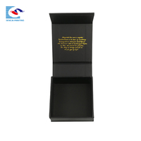 Caja de cartón magnética de lujo, logotipo personalizado, negro, mate, dorado
