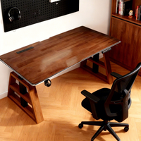 Pieds de bureau électrique en forme de A de style médiéval, silencieux, en bois massif, intelligents, trapézoïdaux, pour bureau, salon ou gaming