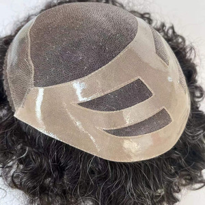 Men's 1B25 Front Remy Human Hair Natural Wave 15mm Hand Tied Mono NPU <b>Toupee</b> Wig Hair System Custom Made - Product Image 4