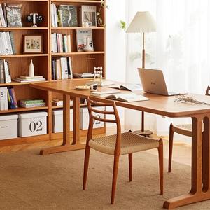 Mesa de Escritorio Larga de Madera Maciza con Diseño Geométrico Nórdico, 1.6m 1.8m 2.1m 2.4m, Diseño Simple para Sala de Estar u Oficina - Product Image 2