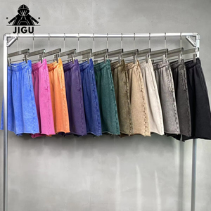 Оптовая продажа, высокое качество, индивидуальный логотип, батик, вода, тяжелая, 420 г, европейские, американские, ретро, повседневные мужские шорты из хлопка - Product Image 1