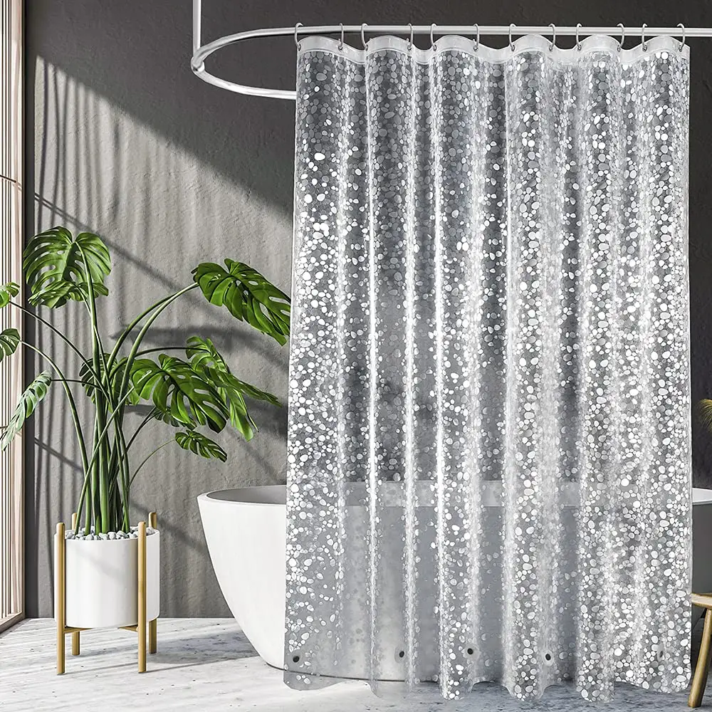Cortina de ducha 3D impermeable, moho, EVA, diseño moderno de adoquines, translúcido, para baño, venta al por mayor