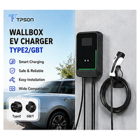 Station de recharge murale pour véhicules électriques Tpson 7KW 32A, double interface Type1 Type2, IP65, résistante aux intempéries, chargeur de voiture électrique pour la maison et le garage