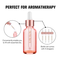Emballage pour soins de la peau, flacon compte-gouttes en verre transparent rose pour sérum facial et huile essentielle avec bouchons pipettes