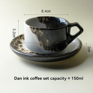 Japanese-style Retro Ceramic Coffee Cup and Saucer <b>Set</b>, Afternoon Tea Mugs, Coarse <b>Pottery</b> High-appearance Mugs, Water Cups - Product Image 5