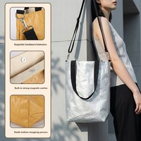 Sac fourre-tout écologique en papier DuPont, grande capacité, personnalisé, pour les établissements de formation, la protection de l'environnement, la publicité, le stockage