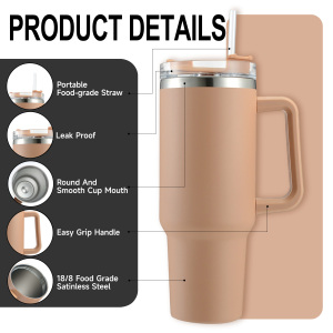 Xuất khẩu sang Châu Âu 40oz đôi tường tùy chỉnh thép không gỉ du lịch Tumbler với xử lý và rơm - Product Image 1
