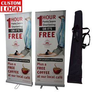 <b>Double</b>-Sided Roll Banner Display Stand Water Drop Base Pull-up Sign Meeting Events Aluminum <b>Frame</b> Use Portable - Product Image 1