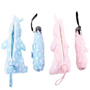 Parapluie mini 5 plis de qualité supérieure avec sac lapin mignon, coupe-vent et en polyester, commande manuelle - Product Image 1