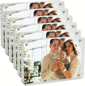Cadre de réfrigérateur en acrylique double face personnalisé 4x6, forme carrée traditionnelle, transparent, sans résidu, durable, pour affichage et cadeaux, multi-pièces - Product Image 1
