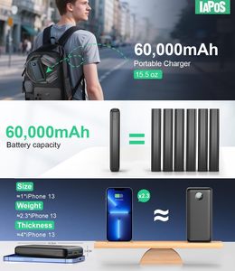 Banco de Energía Portátil de 60,000 mAh, Carga Rápida de 22.5 W, Salidas USB-C/iOS/Micro-USB, Pantalla Digital, Protección Contra <span class=keywords><strong>Sobrecarga</strong></span> - Product Image 5
