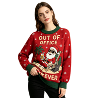 Pull de Noël moche personnalisé 2026 pour couple, tricoté, unisexe, idéal pour les fêtes