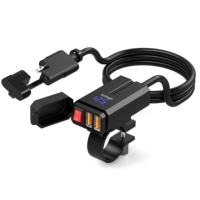 Redragon — chargeur USB pour moto, étanche, avec voltmètre et interrupteur marche/arrêt, Charge rapide pour smartphone, tablette