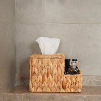 Boîte à mouchoirs en jacinthe d'eau tressée avec couvercle en rotin, boîte à papier hygiénique pour salon domestique, rangement pour distributeur de papier