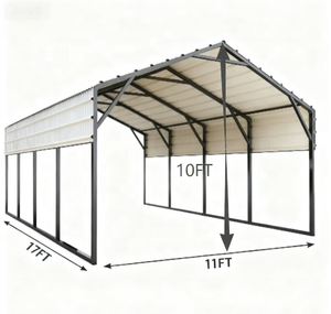 <span class=keywords><strong>Garage</strong></span> moderne portable avec structure <span class=keywords><strong>en</strong></span> acier et <span class=keywords><strong>bois</strong></span> traité sous pression pour le stationnement des voitures - Product Image 3