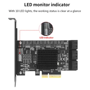 TISHRIC 6Gbps PCIe SATA 1X To 10 Port SATA 3.0 Controller PCI E Multiplier Expansion Card With Add On Riser In Stock