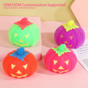 JIncan New Fancy Glitter Toy Halloween Devil Pumpkin Glow Fluffy Ball TPR Pinch Happy Decompression <b>Fidgeting</b> Toy Kids Parties - Product Image 3