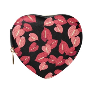 New Arrival Hawaiian Red Anthurium Design Heart Shape PU Leather Travel Jewelry Case Organizer <b>Box</b> <b>Storage</b> Jewelry Organizer - Product Image 1