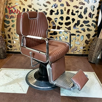 Fauteuil de Barbier Vintage Marron Robuste de Qualité Supérieure pour Salons de Coiffure