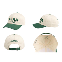Casquette de baseball AURA PRISM en coton bicolore vintage, crème et vert, broderie, ajustable, style streetwear