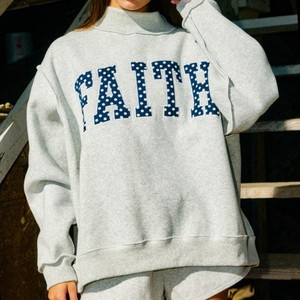 Felpa Oversize da Donna <span class=keywords><strong>con</strong></span> Collo Alto e Maniche Lunghe, Motivo a Pois e Lettere, Personalizzabile <span class=keywords><strong>con</strong></span> Logo, per Autunno e Inverno - Product Image 3