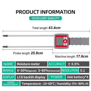 MT300G Portátil multifuncional Digital pin Tipo Medidor de Umidade para Amendoim mostarda Semente Caju Arroz e trigo - Product Image 2