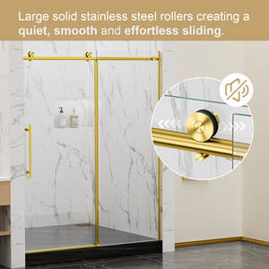 2025 Usine Salle <span class=keywords><strong>De</strong></span> Bains <span class=keywords><strong>De</strong></span> Luxe Mur à Mur <span class=keywords><strong>En</strong></span> Acier Inoxydable Or Cadre Coulissant <span class=keywords><strong>Douche</strong></span> Porte <span class=keywords><strong>En</strong></span> <span class=keywords><strong>Verre</strong></span> - Product Image 2