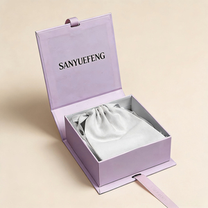 กล่องใส่เครื่องประดับแบบแข็งรูปทรงหนังสือสีชมพู ดีไซน์หรูหรา เป็นมิตรต่อสิ่งแวดล้อม ขายดีที่สุด พร้อมเคลือบลามิเนตด้านและริบบิ้น - Product Image 3