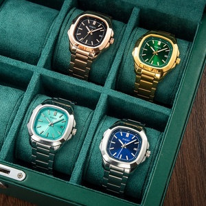 Montre <span class=keywords><strong>homme</strong></span> de luxe personnalisée de haute qualité, boîtier carré en acier inoxydable, mouvement à quartz étanche - Product Image 3