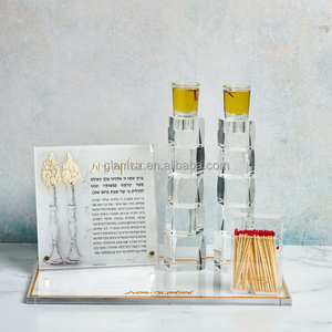 Bougie Juive Juive Magnifique Bougeoirs Bougeoirs <span class=keywords><strong>en</strong></span> Cube Cristal Clair - Product Image 6