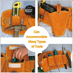 Sac de ceinture en cuir de vache véritable pour le travail du bois, l'électricien, la poche à outils pour l'installation et la rénovation, résistant à l'usure - Product Image 5