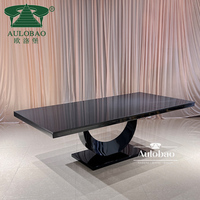 Table de salle à manger rectangulaire en acier inoxydable au design moderne avec plateau en verre trempé durable noir pour événements et fêtes en plein air