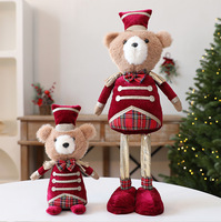 Ours en peluche de Noël Soldat Royal Casse-Noisette en uniforme avec chapeau haut-de-forme et jambes télescopiques, ornement de table en gros