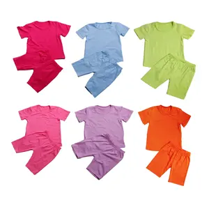 Nuevas camisetas de manga corta de algodón orgánico, Top y pantalones cortos, traje para niñas, conjunto de ropa de verano para niños