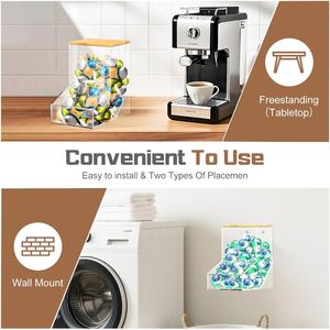 Boîte de rangement de dosettes de café acrylique avec couvercle en bambou Boîte de distributeur de bonbons en vrac Boules de séchage Perles Organisateur de savon en poudre - Product Image 3