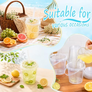 Gobelets personnalisés à emporter de 32 oz pour fruits, grands gobelets en plastique PP, 1000 gobelets pour thé au lait Boba, bière, avec poignée - Product Image 4