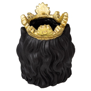 Vaso Decorativo a Forma di Testa di Leone con Corona Dorata, Nero, per Piante da Interno ed Esterno - Product Image 4