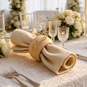 Wooden Rings, Custom Engraved Wood Napkin Holders for Wedding <b>Place</b> <b>Cards</b>, Guest Favors, Rustic <b>Table</b> Decor - Product Image 2