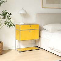 Mesita de Noche Moderna de Acero Inoxidable de Alta Calidad con Doble Nivel, Mueble de Almacenamiento para Sala de Estar, para el Hogar y Hoteles