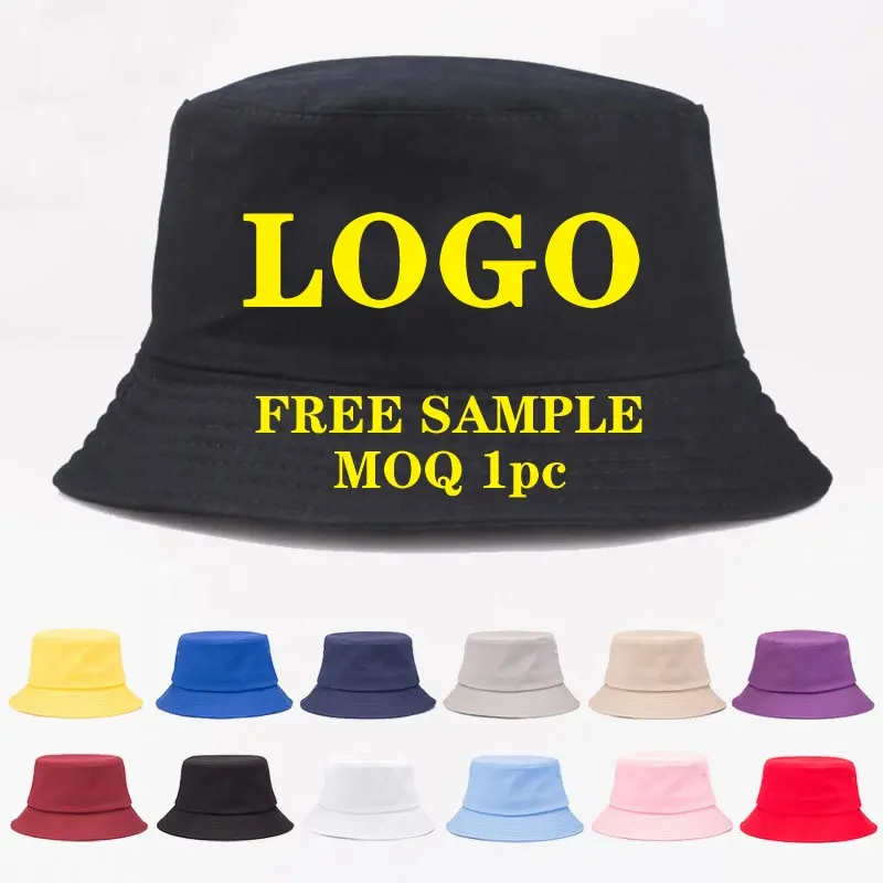 Hochwertige Sommer Günstige Großhandel Blank Cotton Männer 3D Puff Stitched Embroidered Plain Print Benutzer definierte Logo Bucket Hat für Frauen