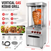 Nouvelle machine à shawarma verticale au gaz COOKAID à 4 brûleurs, armoire de rangement, restaurants commerciaux, haute capacité 100 kg/h, 304
