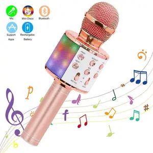 Mikrofon Bluetooth Nirkabel, Mikrofon Karaoke Gigi Biru Portabel, Mesin Speaker Karaoke Genggam Pesta Rumah Mesin Menyanyi