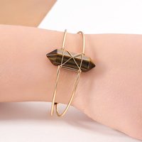 JD GEMS - Brazalete de Cuarzo Rosa Natural con Doble Punta, Hecho a Mano, con Cristales Curativos y de Meditación, Joyería Energética con Piedras Preciosas