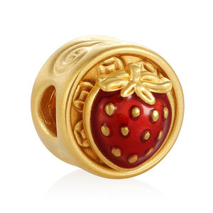 0,65G 5D oro puro encanto giratorio fresa con esmalte rojo colgante accesorios de joyería fina - Product Image 1