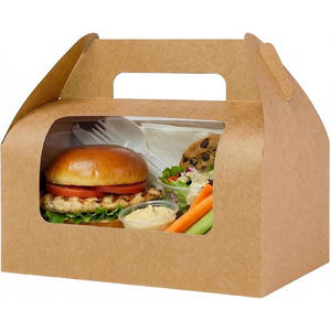 Boîtes à pâtisserie marron à fenêtre en carton alimentaire, style rustique, avec poignées, pour <span class=keywords><strong>donuts</strong></span> et pain faits maison - Product Image 1