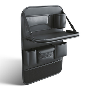 Organizador de asiento de coche de cuero de grado empresarial, mesa de comedor plegable para niños, bolsa de almacenamiento de artículos de coche Premium para un almacenamiento eficiente - Product Image 1