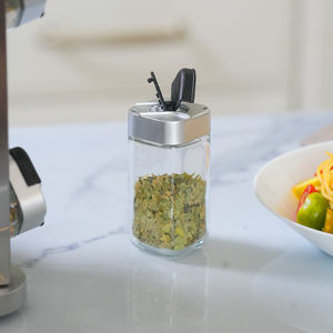 Nhà bếp thép không gỉ 360 xoay xoay gia vị Jar gia vị container vuông thủy tinh gia vị chai tổ chức giá - Product Image 6