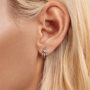 Original profesor geométrico no deslustre pendiente Piercing joyería de lujo barata mujer Hip Hop capas Simple plata S925 pendientes - Product Image 2